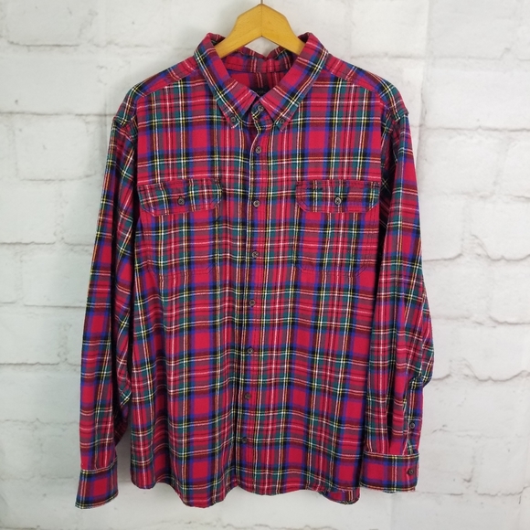Faded Glory 2XL 50-52 Red Plaid Button-Down Flannel Shirt - Picture 12 of 12